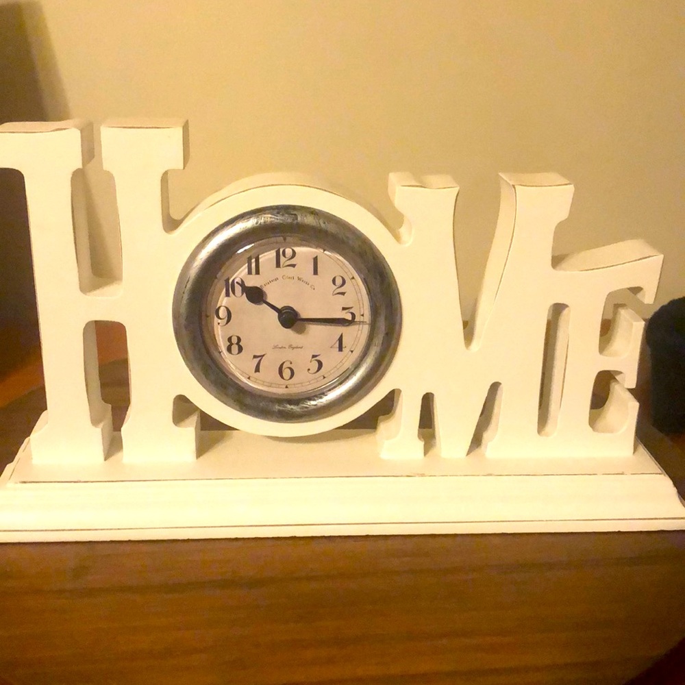Home Clock white distressed Farm Style